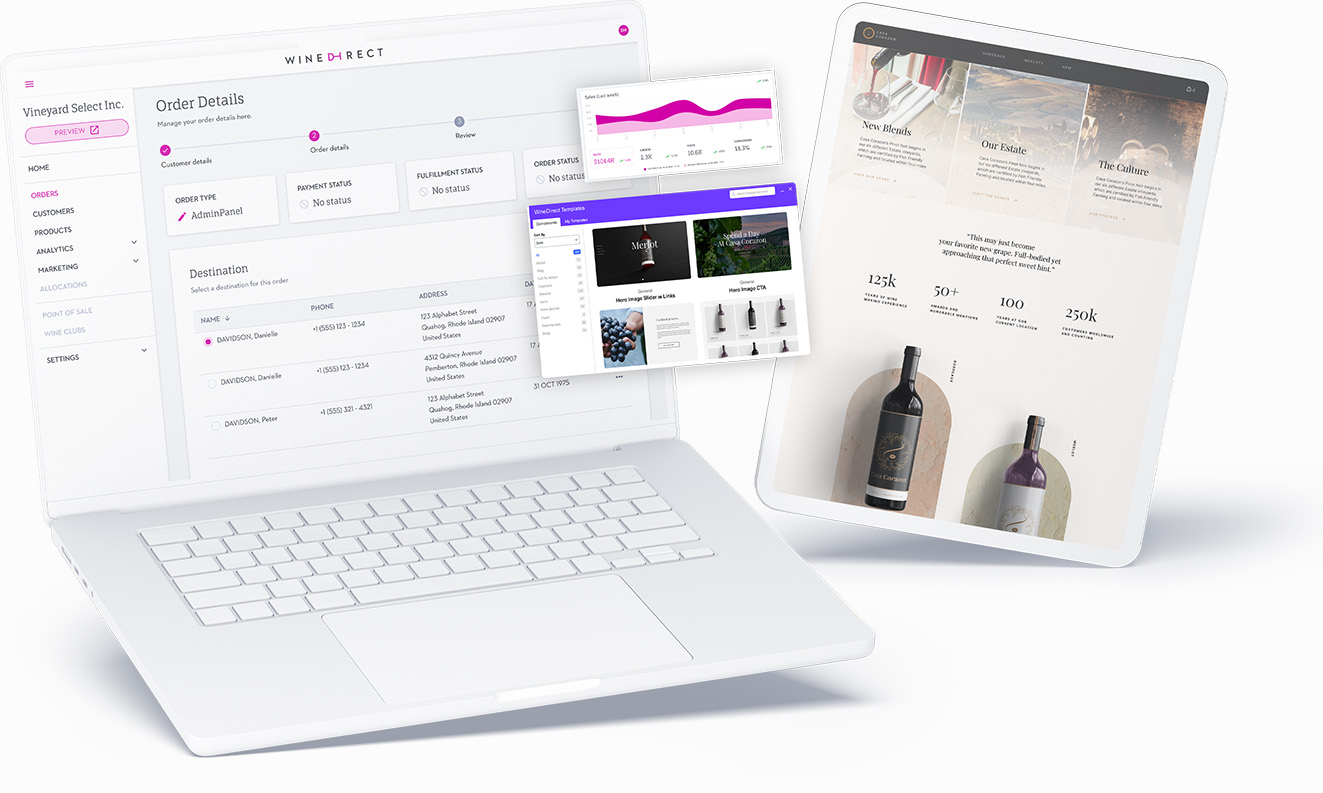 Wine Direct website in devices mockup