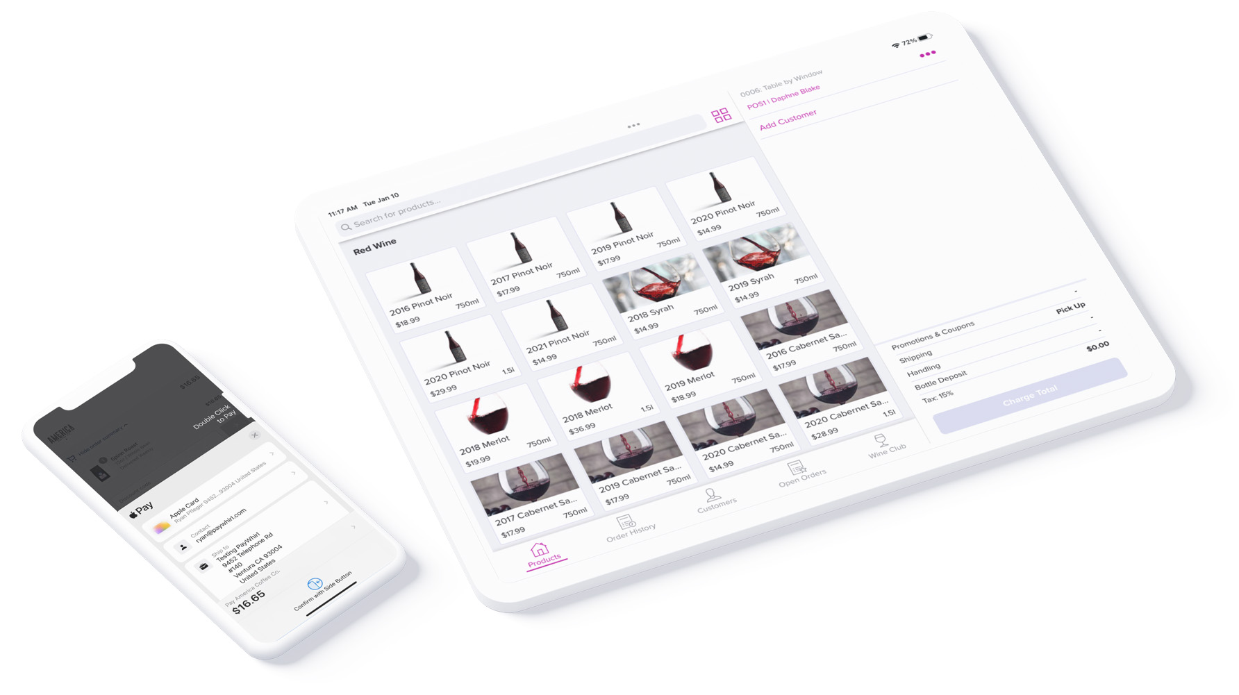 Winery manage page on mobile devices