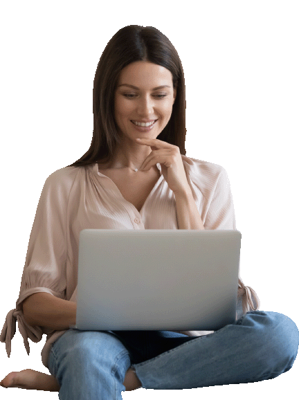 Woman sitting with laptop